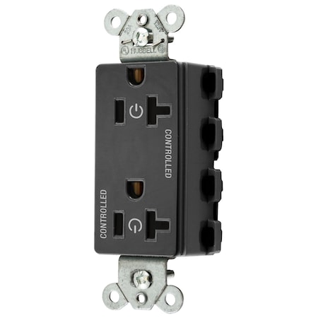 Hubbell Wiring Device-Kellems Straight Blade Receptacle, 5-20R, 20 A, 125V AC, 2 Pole, 3 Wire, Grounded SNAP2162C2BK